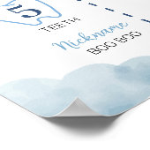 ブルーブラウンテディベアボーイ誕生日マイルストーンサイン ポスター (角)