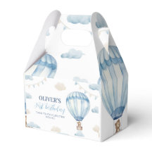 ブルーブラウンテディベア誕生日お願いボックス