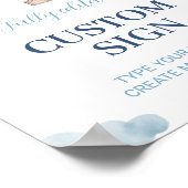 ブルーブラウンテディベア誕生日カスタムテーブルサイン ポスター (角)