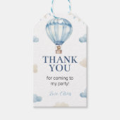 ブルーブラウンテディベア誕生日サンキューユーラベル ギフトタグ (正面)