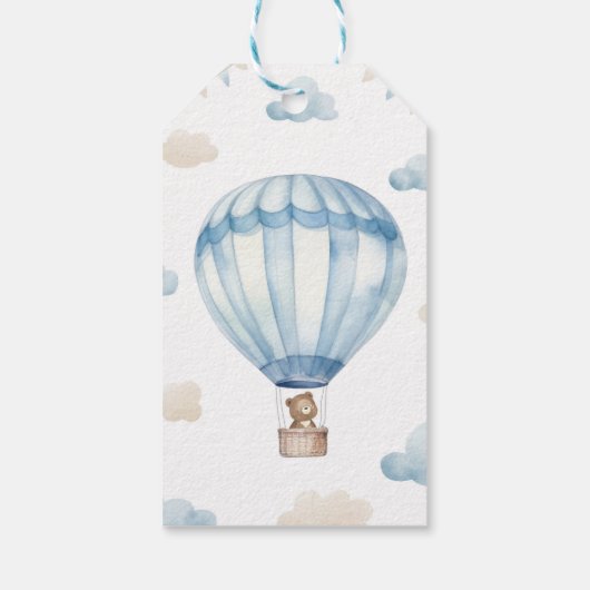 ブルーブラウンテディベア誕生日サンキューユーラベル ギフトタグ (裏面)