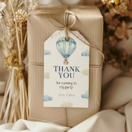 ブルーブラウンテディベア誕生日サンキューユーラベル ギフトタグ