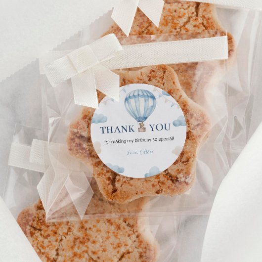 ブルーブラウンテディベア誕生日ステッカーラベルパーティー ラウンドシール