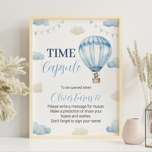 ブルーブラウンテディベア誕生日タイムカプセルポスター ポスター