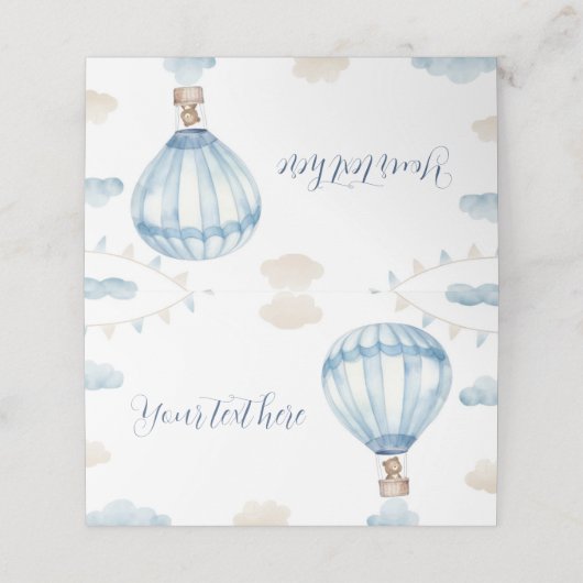 ブルーブラウンテディベア誕生日食品座席表 プレイスカード (外部開封)