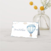 ブルーブラウンテディベア誕生日食品座席表 プレイスカード (正面)