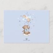 ブルーブラウンテディベア風船ブックス男の赤ちゃん エンクロージャーカード (裏面)