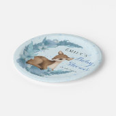 ブルーブラウンバンビハーフムーンフラワーズダスト男の赤ちゃん ペーパープレート (アングル)