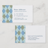 ブルーブラウンパターンゴルフインストラクター名刺 名刺 (正面/裏面)