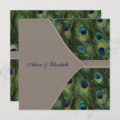 ブルーブラウンピーコック結婚式招待状 招待状 (正面/裏面)