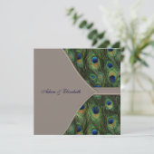 ブルーブラウンピーコック結婚式招待状 招待状 (スタンド正面)