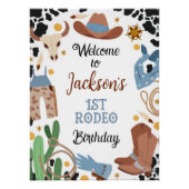 ブルーブラウンファーストRodeo 1stバースデーウェルカムサイン ポスター (正面)