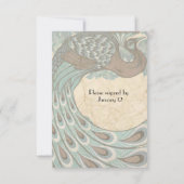 ブルーブラウンフェードヴィンテージ孔雀rsvp 出欠カード (裏面)