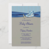 ブルーブラウンブティー男の赤ちゃんシャワー 招待状 (裏面)