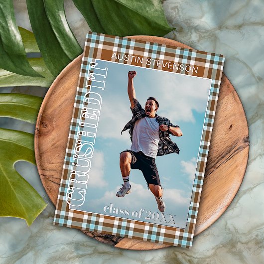 ブルーブラウンプライド金箔の卒業発表 箔招待状