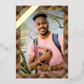 ブルーブラウンプライド金箔の卒業発表 箔招待状 (正面)