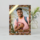 ブルーブラウンプライド金箔の卒業発表 箔招待状 (立ち正面)