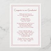 ブルーブラウンプライド金箔の卒業発表 箔招待状 (裏面)
