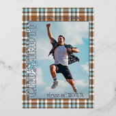 ブルーブラウンプライド金箔の卒業発表 箔招待状 (正面)