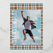 ブルーブラウンプライド金箔の卒業発表 箔招待状 (正面)