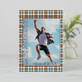 ブルーブラウンプライド金箔の卒業発表 箔招待状 (立ち正面)