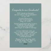 ブルーブラウンプライド金箔の卒業発表 箔招待状 (裏面)