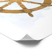 ブルーブラウンヘルムシップズホイール航海の海テーマ ポスター (角)