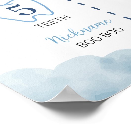 ブルーブラウンベア誕生日マイルストーンサインポスター ポスター (角)