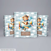 ブルーブラウンベア赤ちゃんシャワー抱き枕名 ミディアムペーパーバッグ