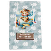 ブルーブラウンベア赤ちゃんシャワー抱き枕名 ミディアムペーパーバッグ (正面)