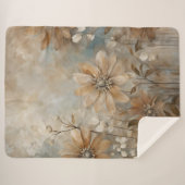 ブルーブラウンベージュファームハウスフローラ シェルパブランケット (正面(横))