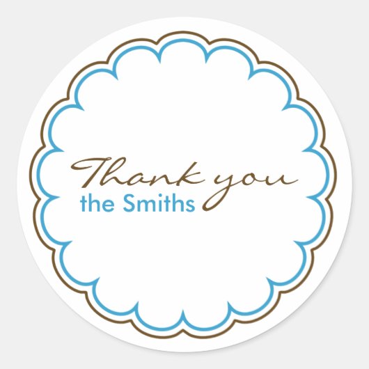 ブルーブラウンホタテありがとうシール ラウンドシール (正面)