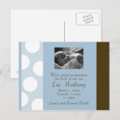 ブルーブラウンホワイトドット葉書（カスタマイズ可能） 案内ポストカード (正面/裏面)