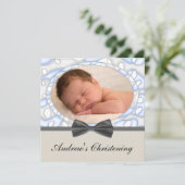 ブルーブラウンボーイズ写真《キリスト教》洗礼式や命名式 招待状 (スタンド正面)