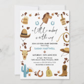 ブルーブラウンボーイズ小さなカウボーイベビーシャワー 招待状 (正面)