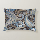 ブルーブラウンヴィンテージペイズリーライト アクセントクッション (裏面)