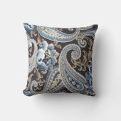 ブルーブラウンヴィンテージペイズリーライト クッション (正面)
