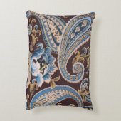 ブルーブラウンヴィンテージペイズリー新規 アクセントクッション (裏面(縦))