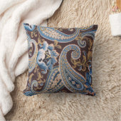 ブルーブラウンヴィンテージペイズリー新規 クッション (ブランケット)