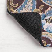 ブルーブラウンヴィンテージペイズリー新規 マウスパッド (コーナー)