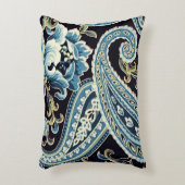ブルーブラウンヴィンテージペイズリー アクセントクッション (正面(垂直))