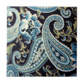 ブルーブラウンヴィンテージペイズリー タイル (正面)