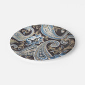 ブルーブラウンヴィンテージペイズリー ペーパープレート (アングル)