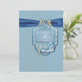 ブルーブラウンヴィンテージボーイシャワー招待状 招待状 (スタンド正面)