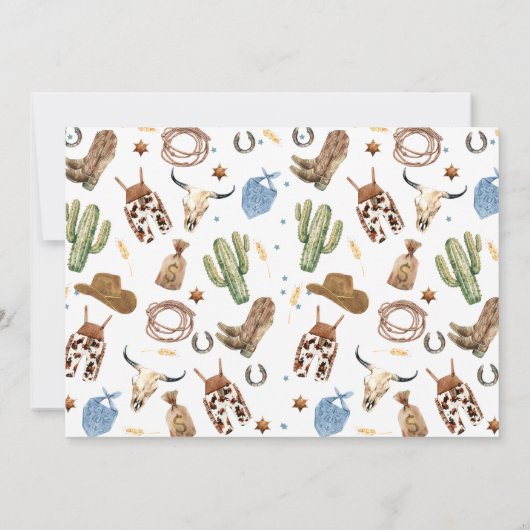 ブルーブラウン写真西は1歳の誕生日だった 招待状 (裏面)