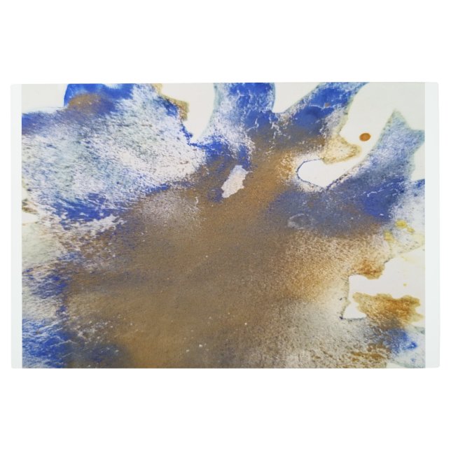 ブルーブラウン抽象芸術テクスチャメタル メタルプリント (正面)