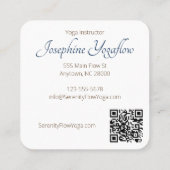 ブルーブラウン抽象芸術ロータスエレガントスタイリッシュQRC スクエア名刺 (裏面)