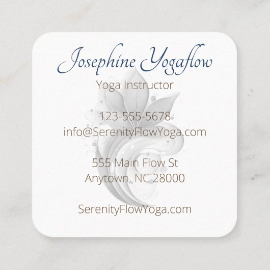 ブルーブラウン抽象芸術ロータスワールスタイリッシュ スクエア名刺 (裏面)