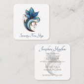 ブルーブラウン抽象芸術ロータスワールスタイリッシュ スクエア名刺 (正面/裏面)