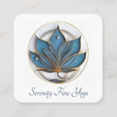 ブルーブラウン抽象芸術蓮エレガント花スタイリッシュ スクエア名刺 (正面)